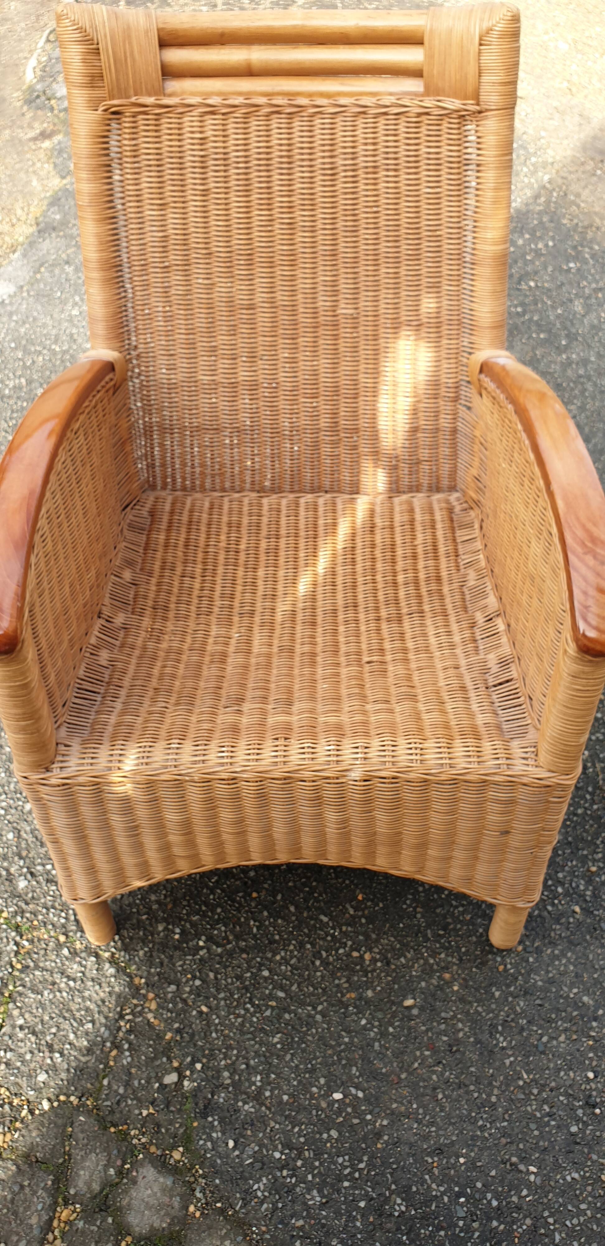 Rattan and bamboo armchair