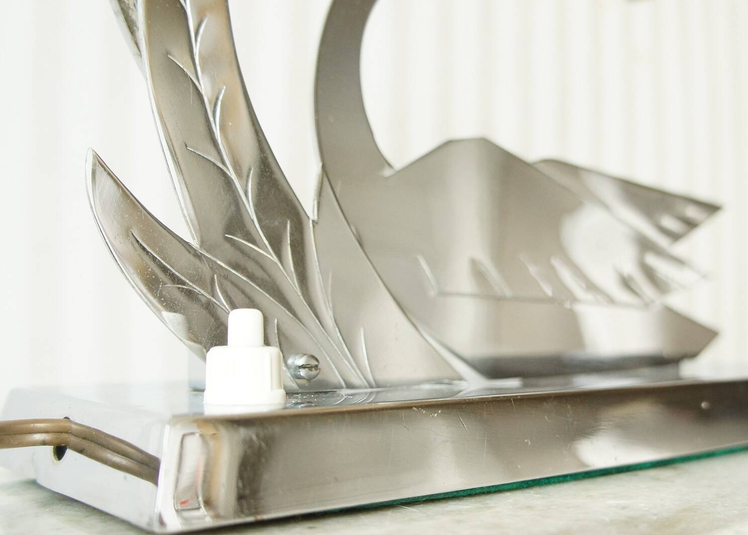 LW Paris "swan" lamp in silver metal, circa 1940