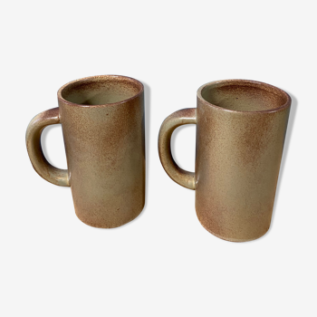 Pair of vintage stoneware mugs