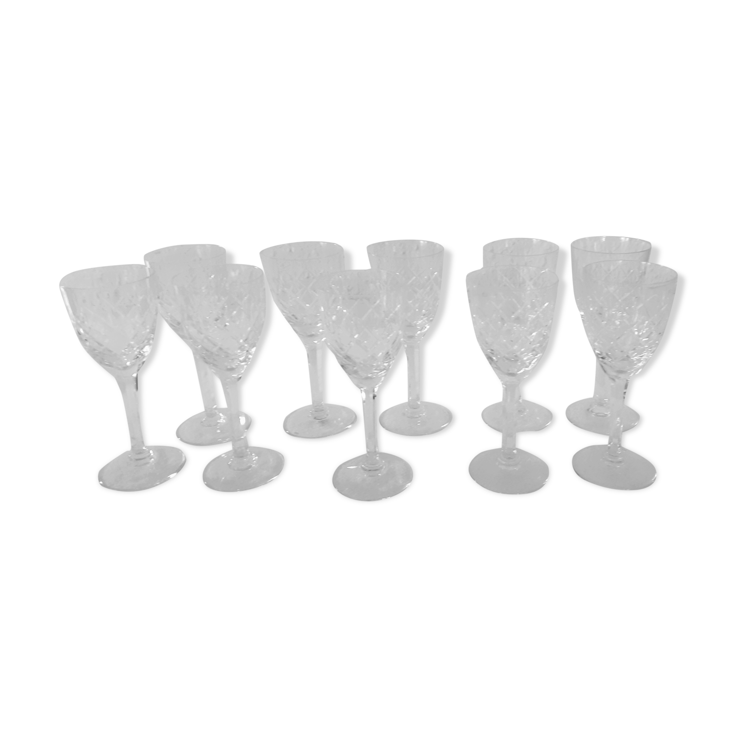 10 crystal wine glasses of Lorraine cut crystal