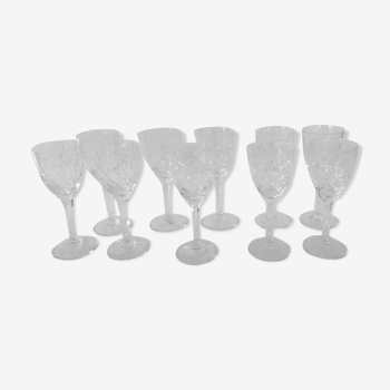 Set de 10 verres à vin cristal de Lorraine cristal taillé