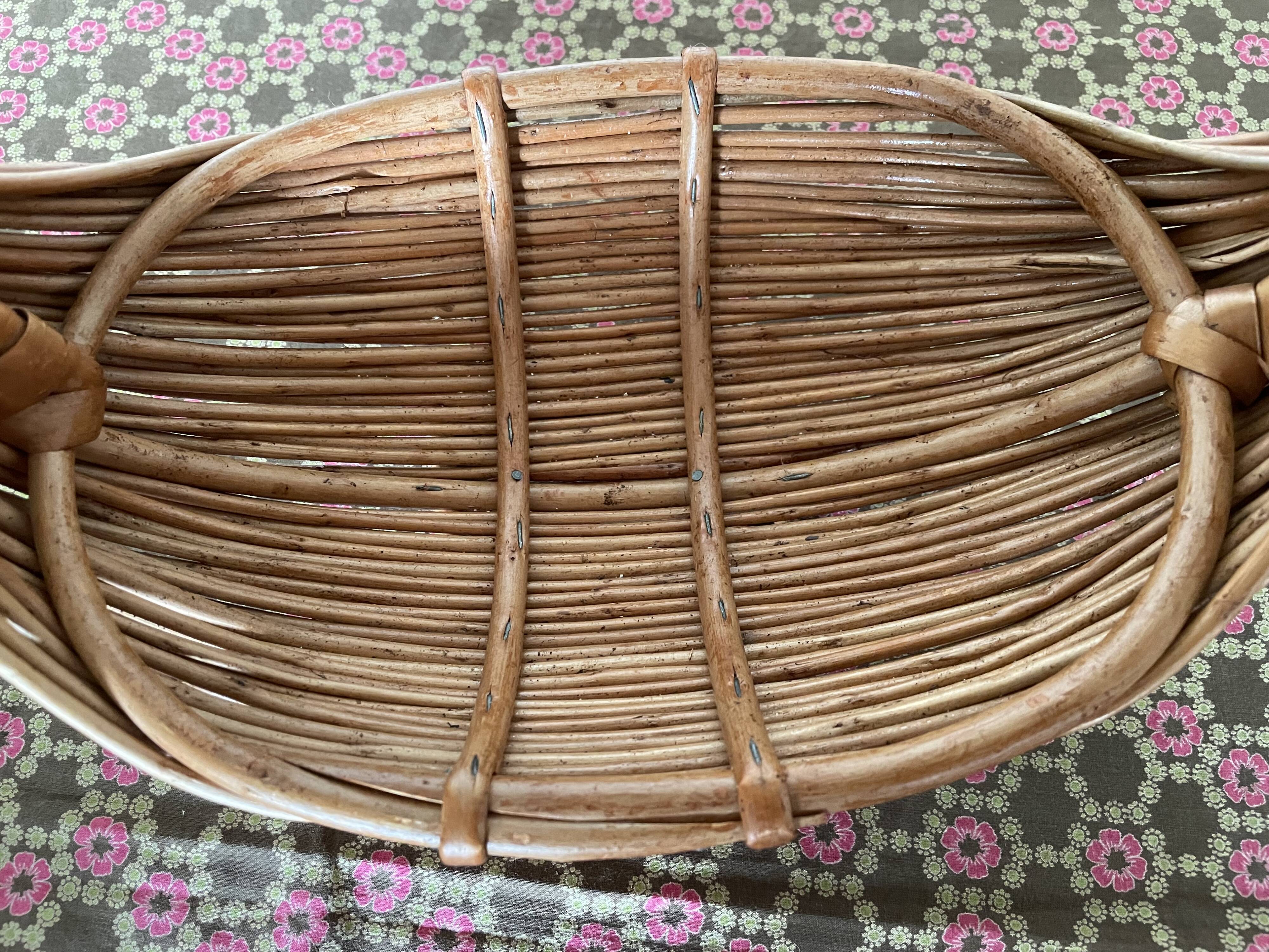Woven wicker fruit basket 1960