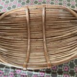 Woven wicker fruit basket 1960