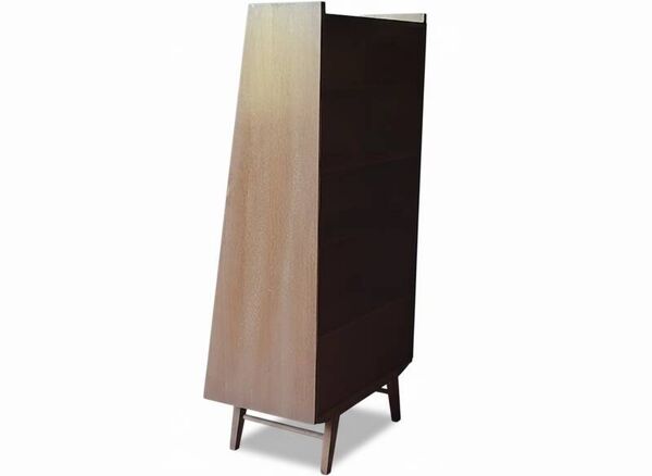 Secrétaire vintage années 1960 design incliné bois clair pieds compas