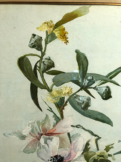 Pair of large watercolors. Bouquets of flowers Late nineteenth, early twentieth Stunt wooden frames and d