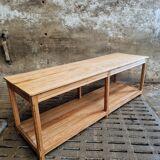 Old work table textile table pine cooking island or side table