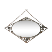 Vintage antique art deco mirror with hanging chain