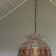 Vintage 1960s/70s mother-of-pearl pendant lampshade with collar