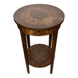 Pedestal table / Round seat in wood marquetry