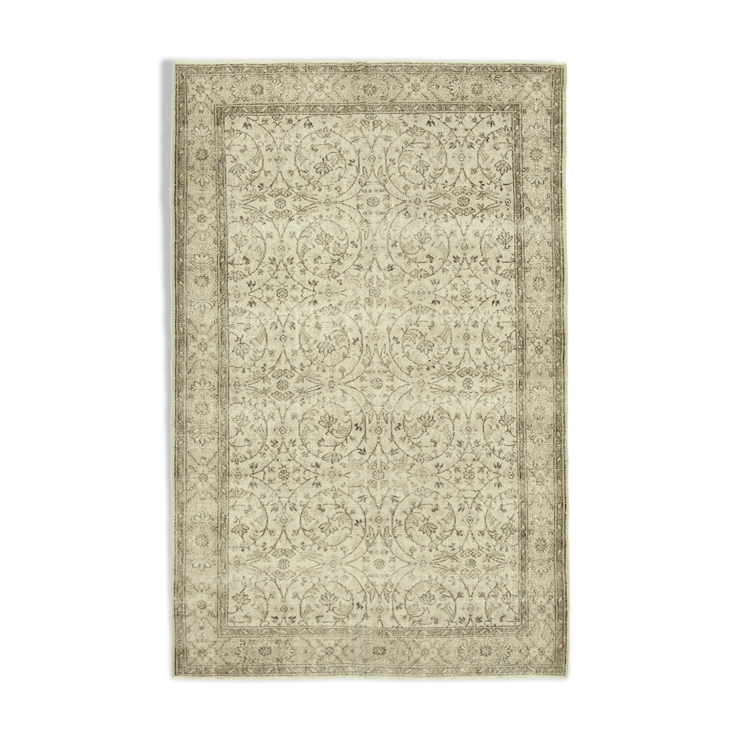 Hand-knotted one-of-a-kind turkish beige carpet 190 cm x 297 cm