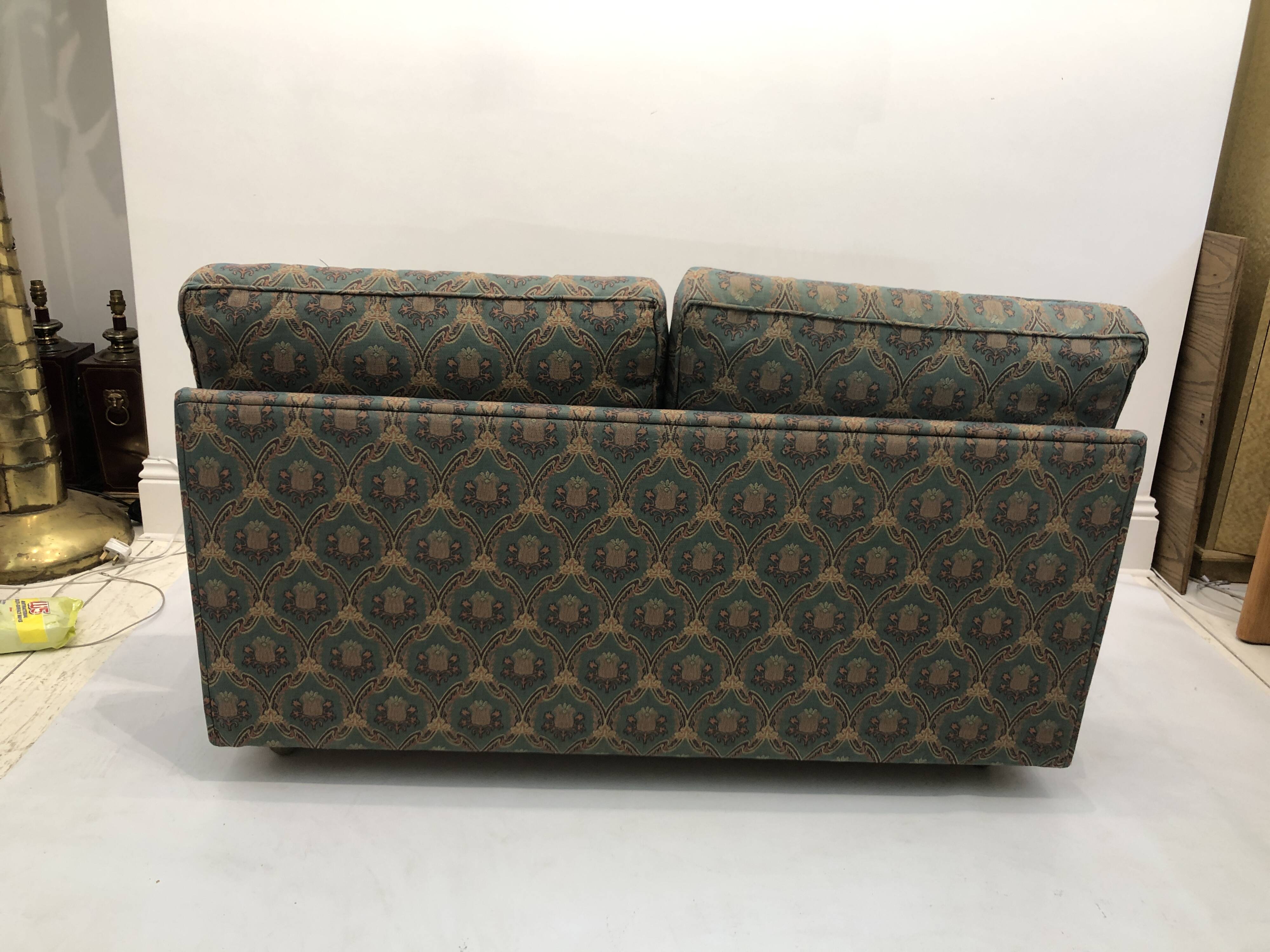 Low Tuxedo Two Seater Sofa On Wheels Mid Century Modern Settee 1960s Multicolour