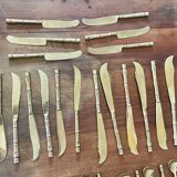 Housewife Table cutlery for 6 people. bamboo brass 78 pieces