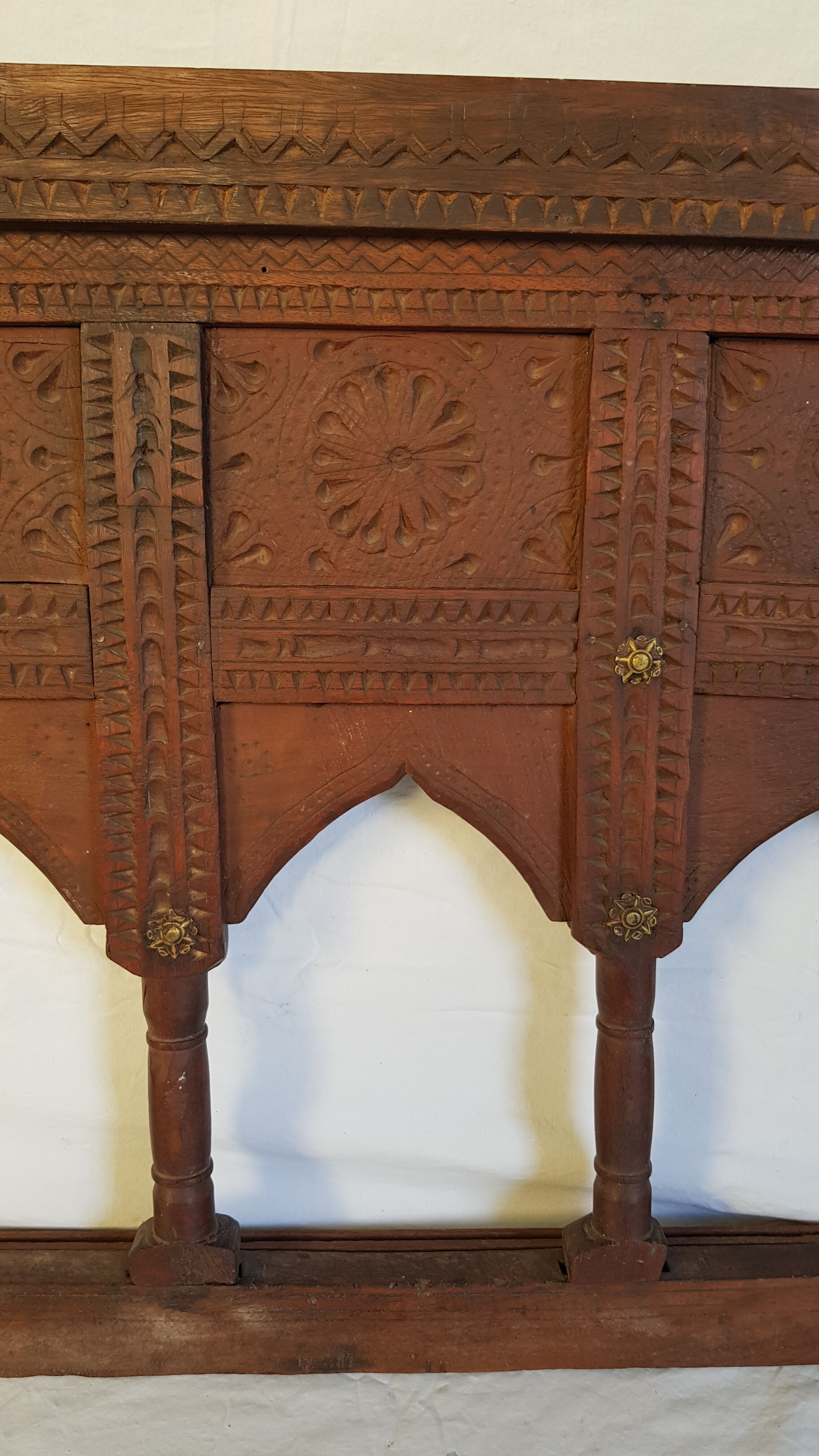 Carved wooden window with rear support for possible mirror
