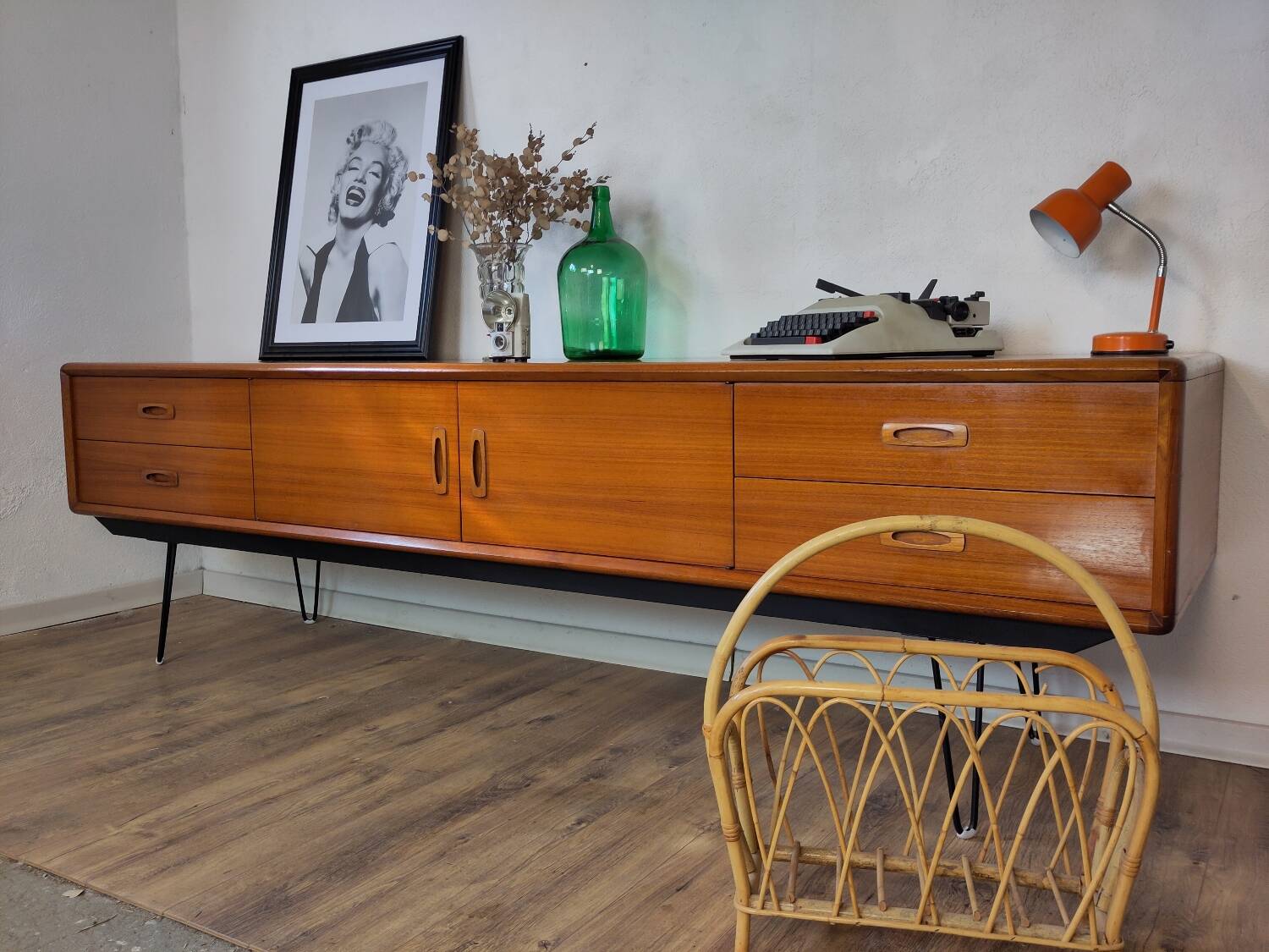 Scandinavian teak and metal sideboard