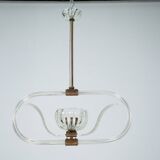 Art Deco Clear Murano glass chandelier. Italy 1940s