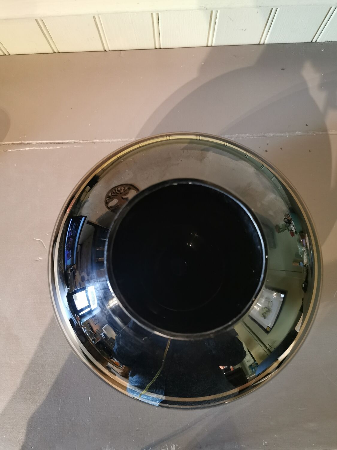 Art deco ball vase in black glass