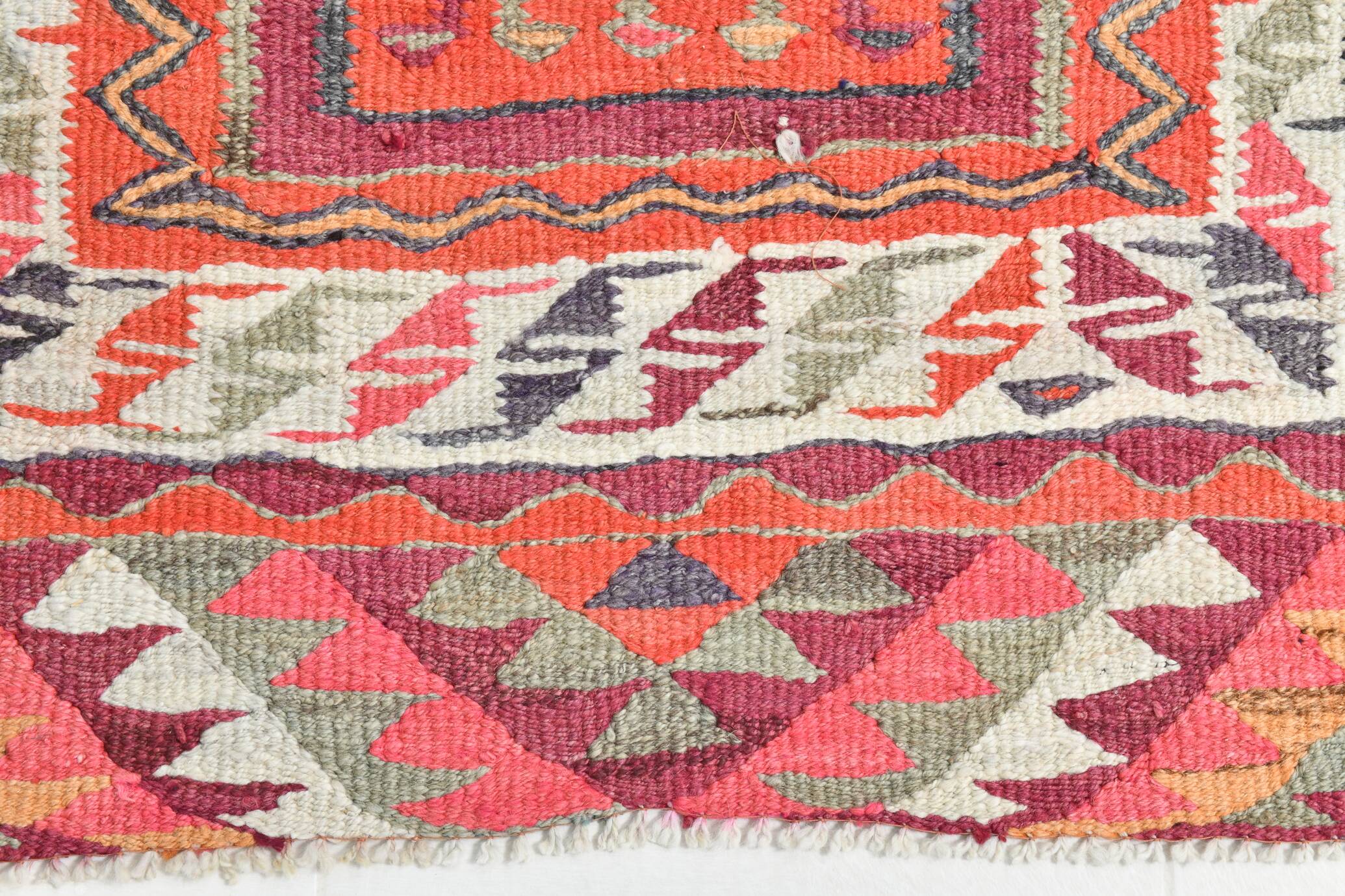 Red & Burgundy Vintage Runner Rug, 102x274Cm