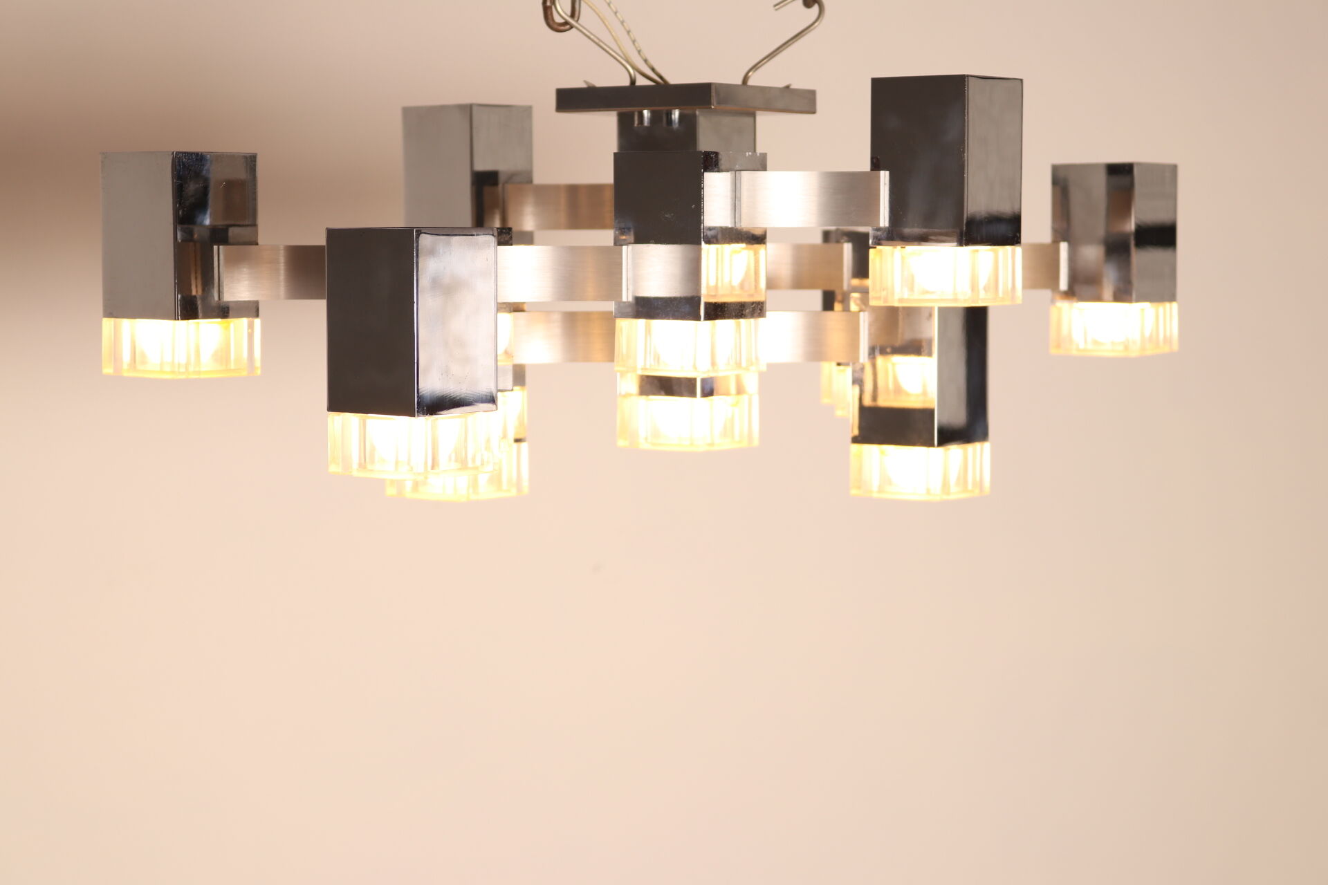 Ceiling light model 'Cubic' with 13 light units by Sciolari - Italy - 1970's