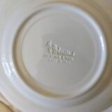 Set of four retro dessert plates in shades of red