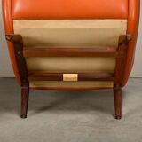 Illum Wikkelsø Wingback Armchair Model 110 in Cognac Leather, Denmark 1960s