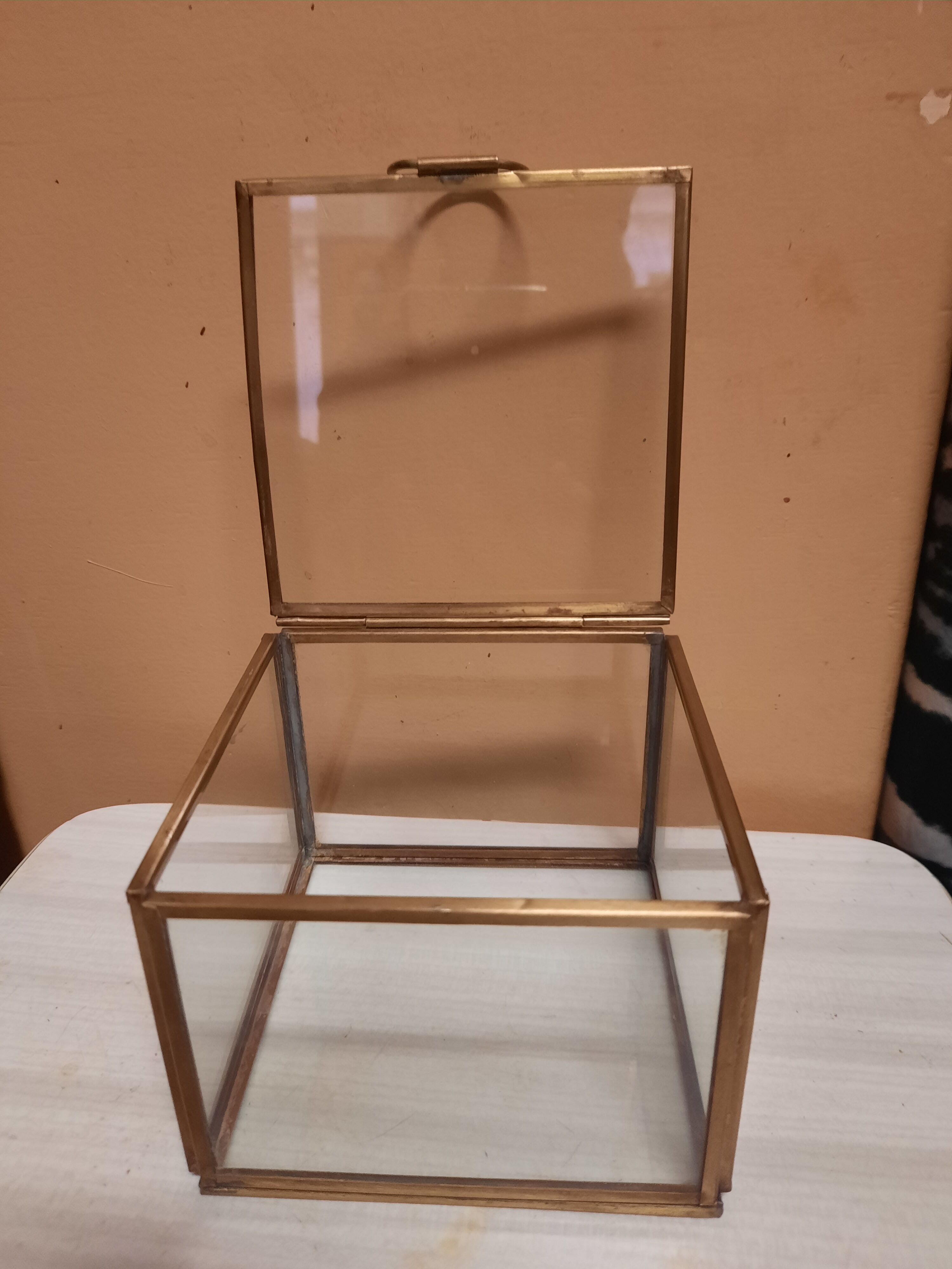 Glass and brass showcase box