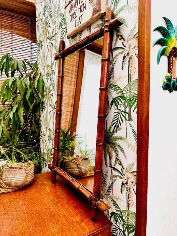 Miroir bambou vintage