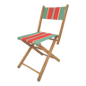 chaise pliante balnéaire années 50 bois et toile bayadère