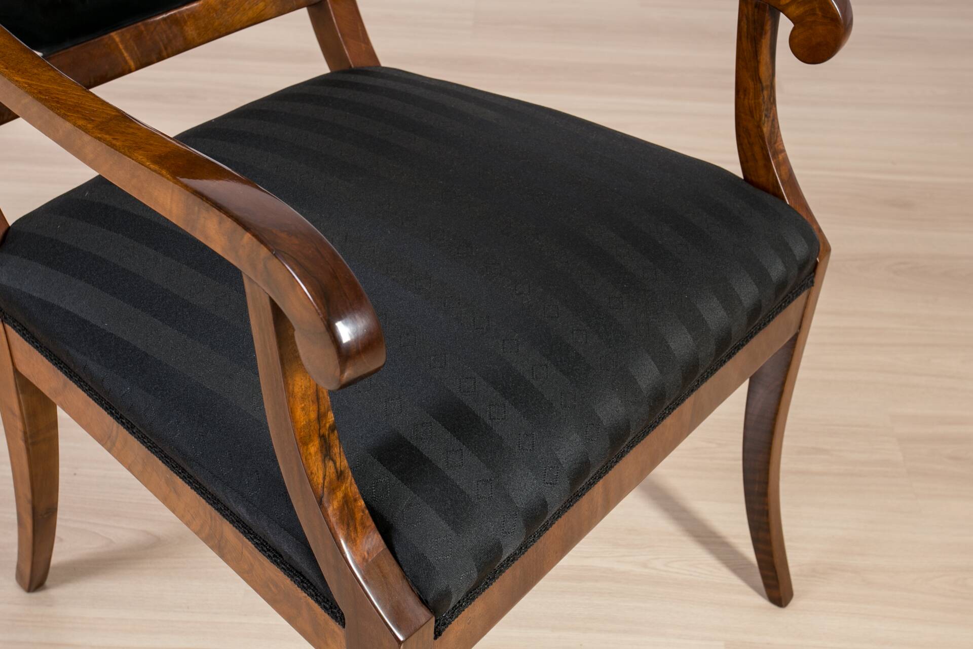 Pair of Biedermeier Armchairs, Germany, 19th Century, Walnut, French Polish