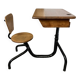 Old school desk with integrated chair – oak and metal – year