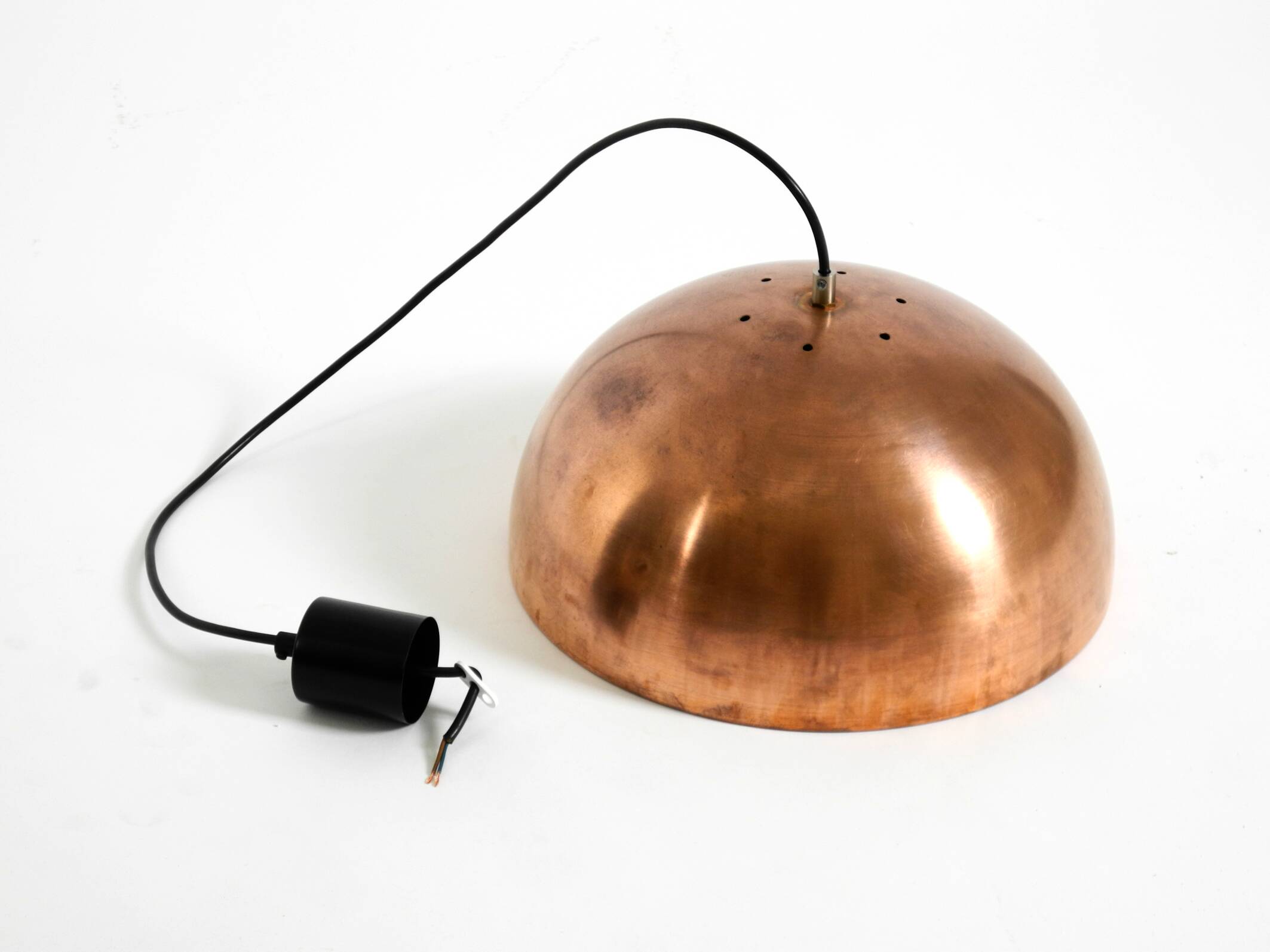 Original Italian Mid Century Modern copper dome pendant light