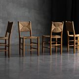 "Bauche" Dining Chairs by Charlotte Perriand for Steph Simon, France, 1950s