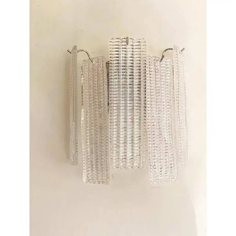 Simoeng “Listelli” Murano Glass Wall Sconce with Diamond Strips - Set 4
