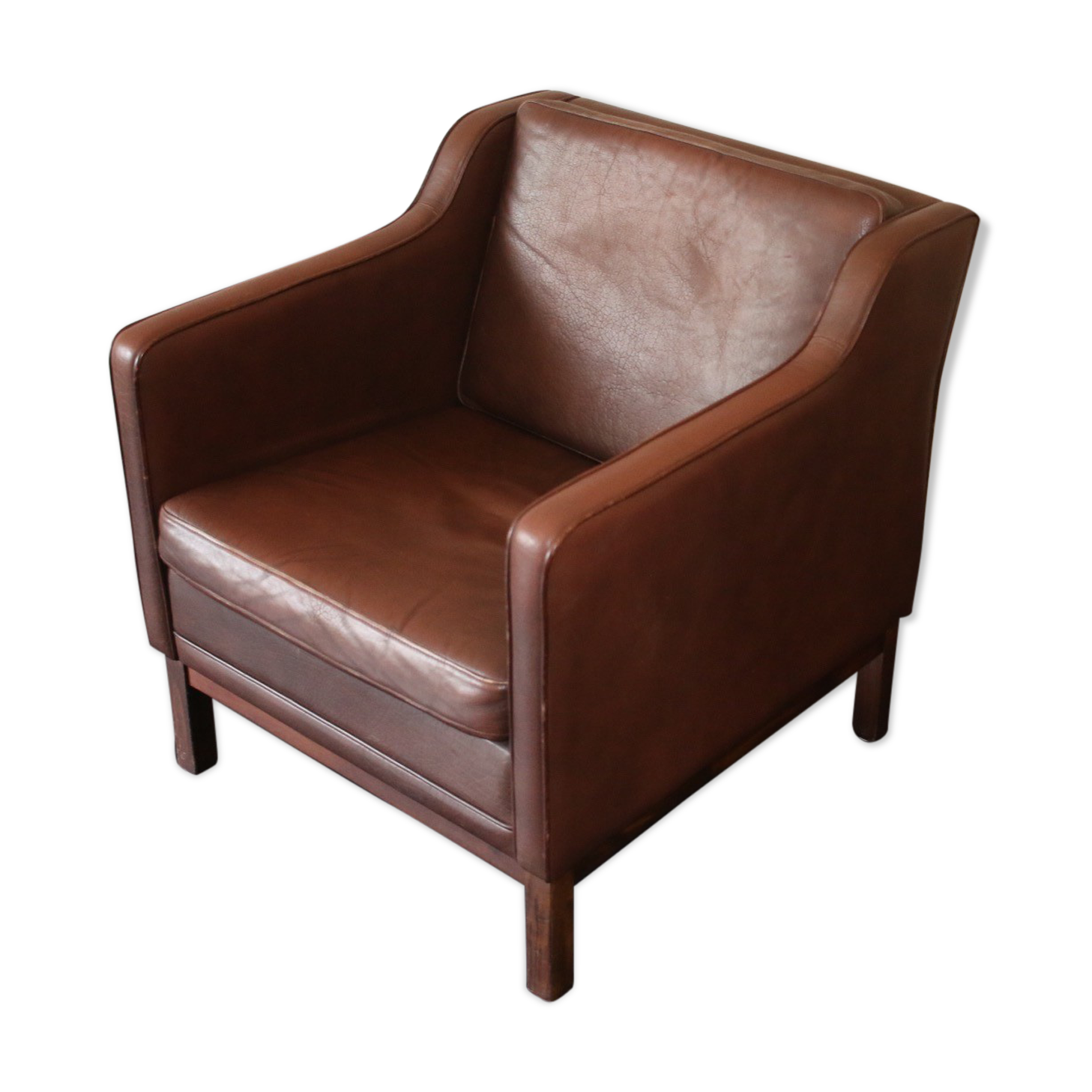 Armchair in natural leather, Denmark, 1960s