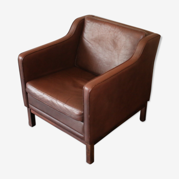 Armchair in natural leather, Denmark, 1960s