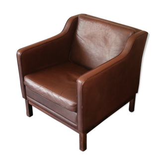 Armchair in natural leather, Denmark, 1960s