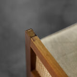 Mid-century modern Scandinavian mahogany armchair with French wicker by Bernt Petersen.