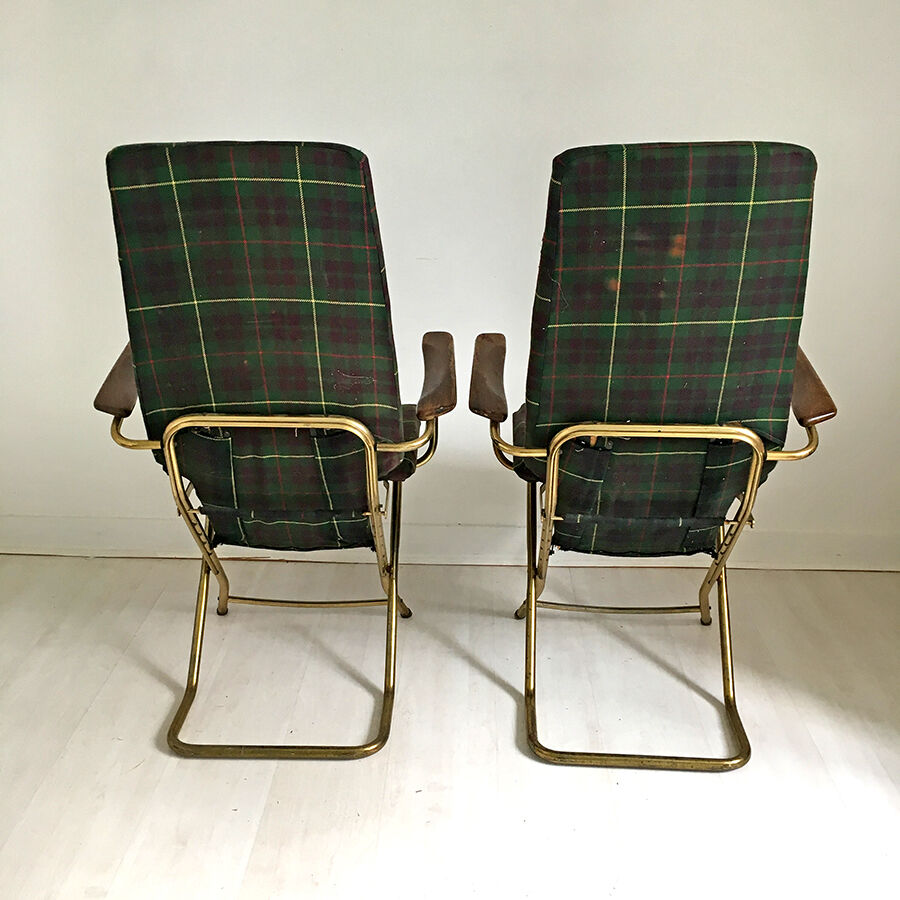 Paire de fauteuils pliants vintage style Anglais
