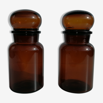 Pair of vintage brown jars