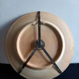 Old decorative terracotta wall plate vintage 60s pottery