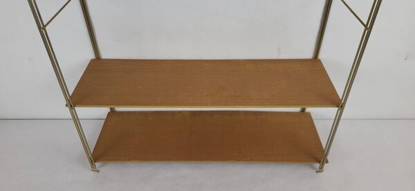 Etagère String en bois et métal doré 1960
