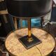 Leather and brass table lamp