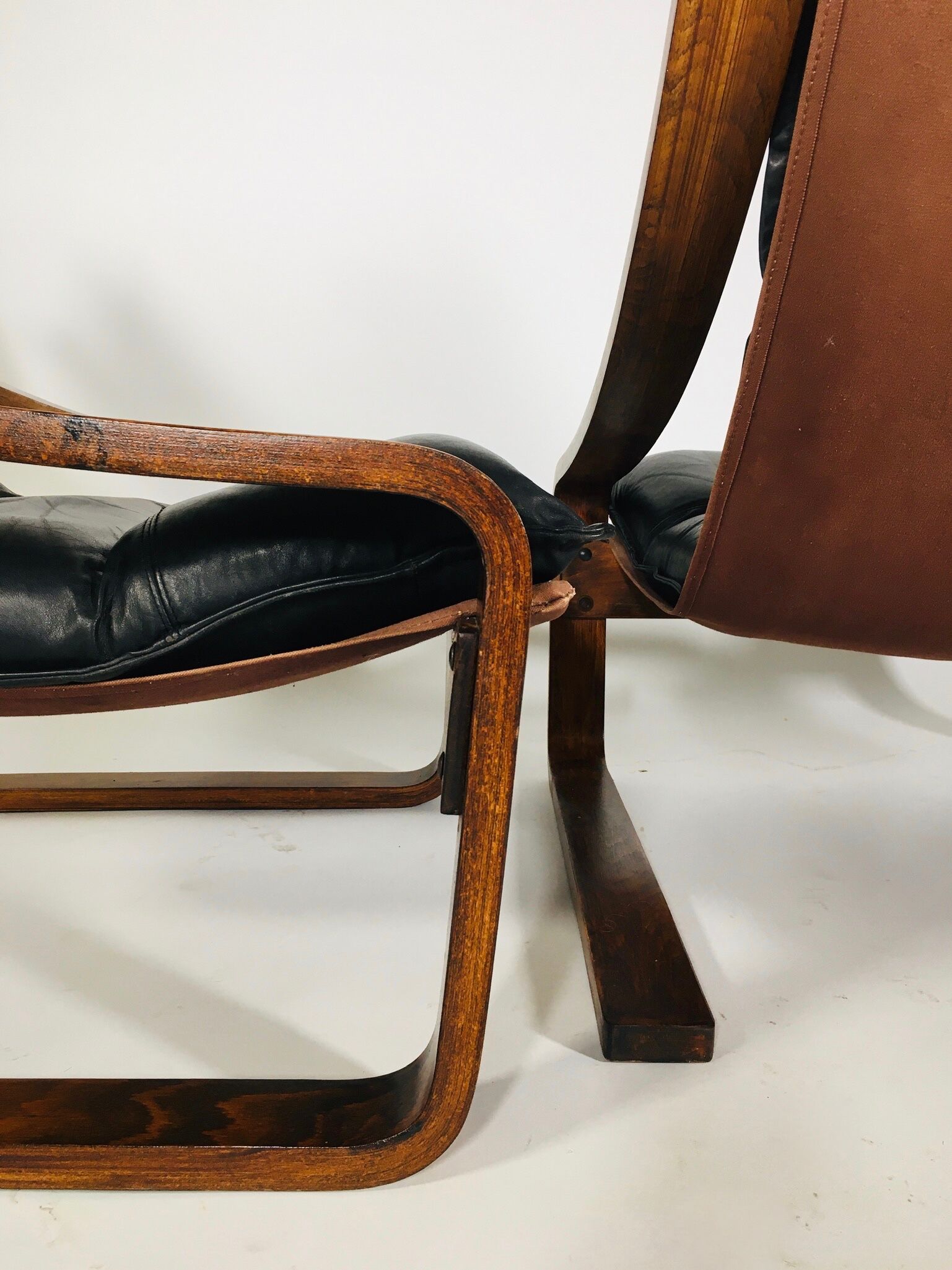 Pair of vintage leather armchairs, Sweden 1960's