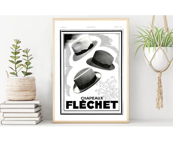 Affiche vintage années 30 Chapeau Fléchet | Selency