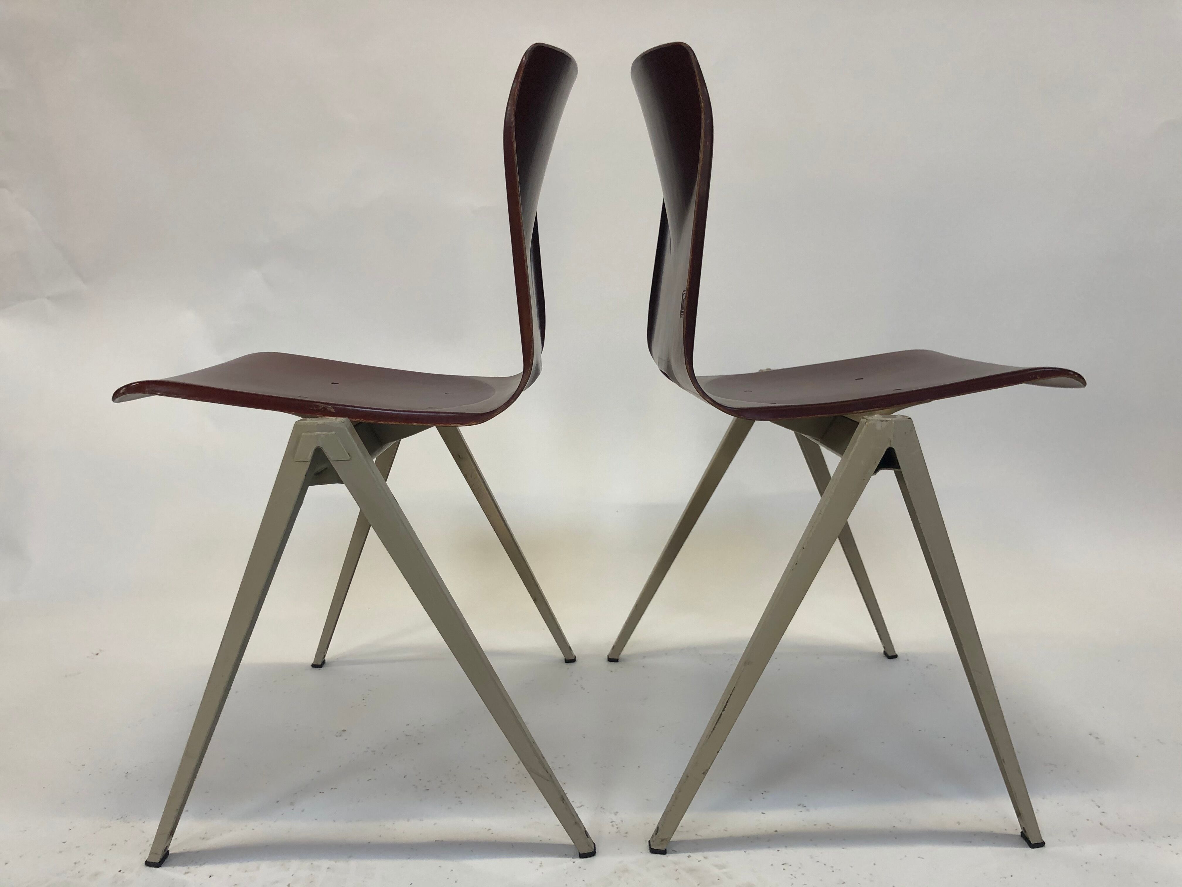 Lot of 4 vintage chairs Galvanitas S22 in the Netherlands