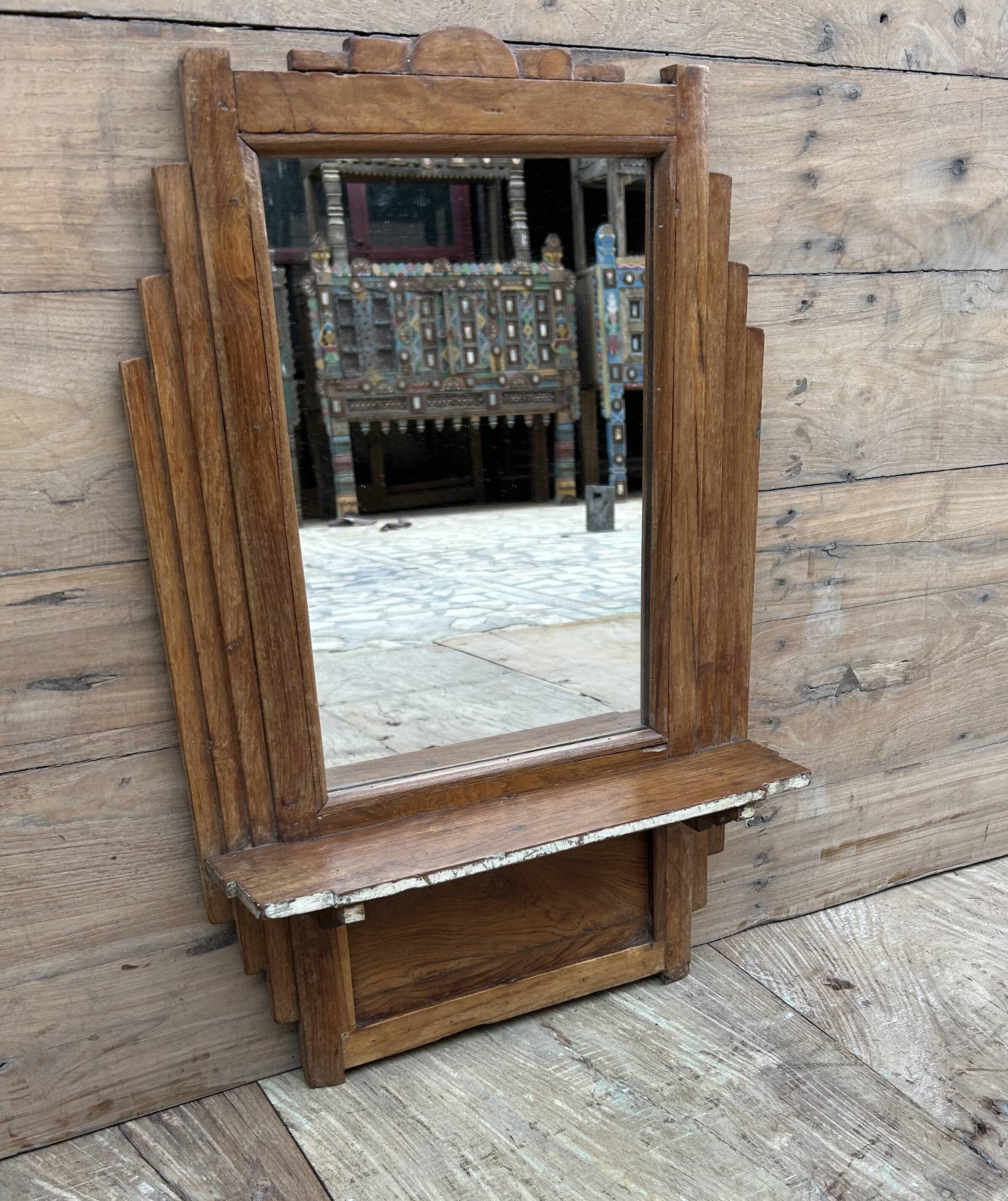 Miroir - étagère art déco en teck birman