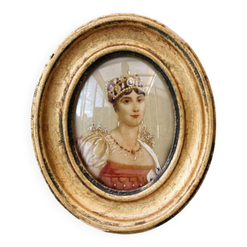 Portrait miniature, style premier Empire, signé H. Roux