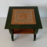 Unique Italian Green Aniline and Maple Coffee Table