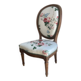 Nursing chair medallion Louis XVI 19th Sanderson chintz with flowers