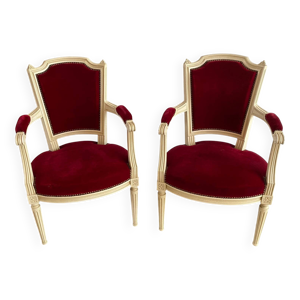 paire de fauteuils cabriolets - rouge