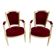 PAIR OF LOUIS XVI STYLE CABRIOLET ARMCHAIRS IN STUDDED RED VELVET FABRIC